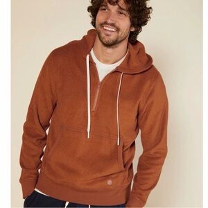 Outerknown Hightide Half Zip Hoodie Sweater Men’s Size Large Cedar Orange